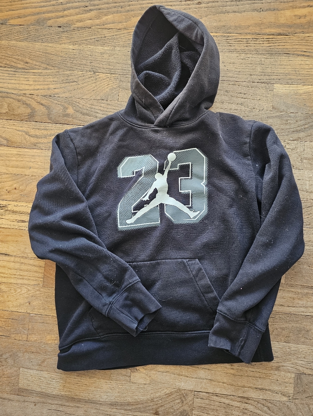 Jordan Black Pullover Hoodie with Light Blue and White 23 Jumpman Graphic